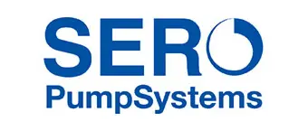 A blue and white logo for sero pump systems.