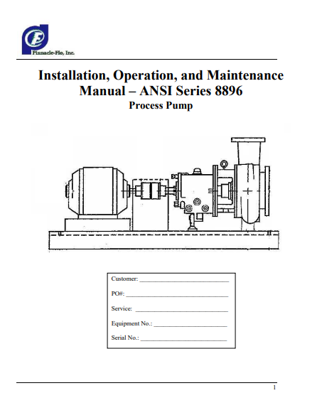 Process pump installation and maintenance manual cover.